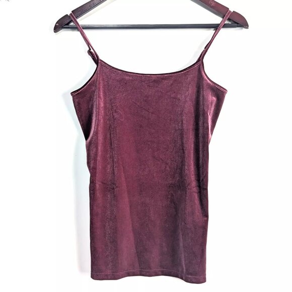 Womens Loft Velvet Velour Tank Burgundy Maroon Adjustable Spaghetti Straps Small - Picture 1 of 6
